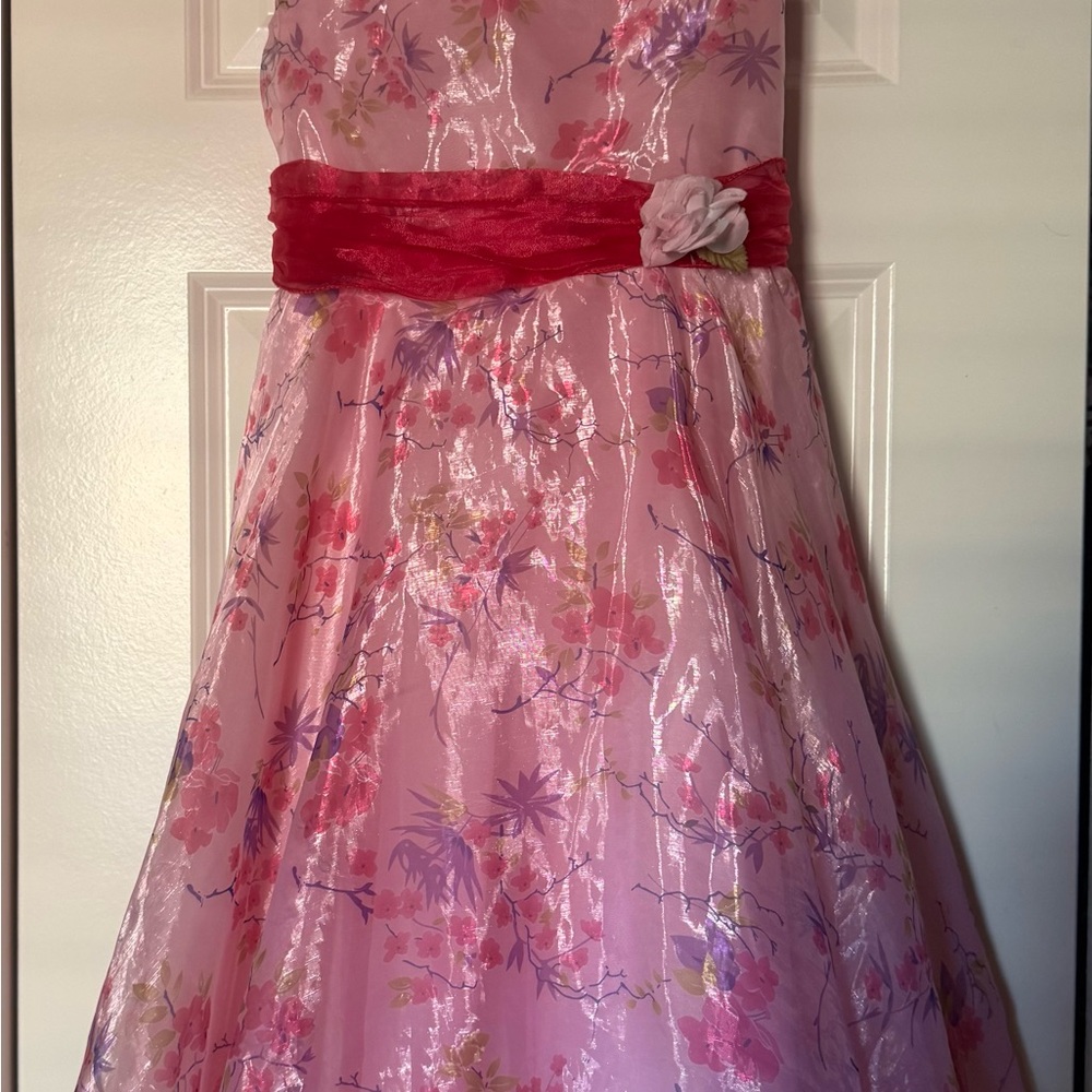 Okie Dokie Girls Pink Floral Dress Size 10 Spring Easter Ruffle Dress - Picture 5 of 6